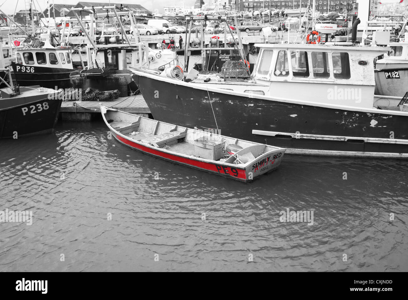 Simply Red Fischerboot Stockfoto