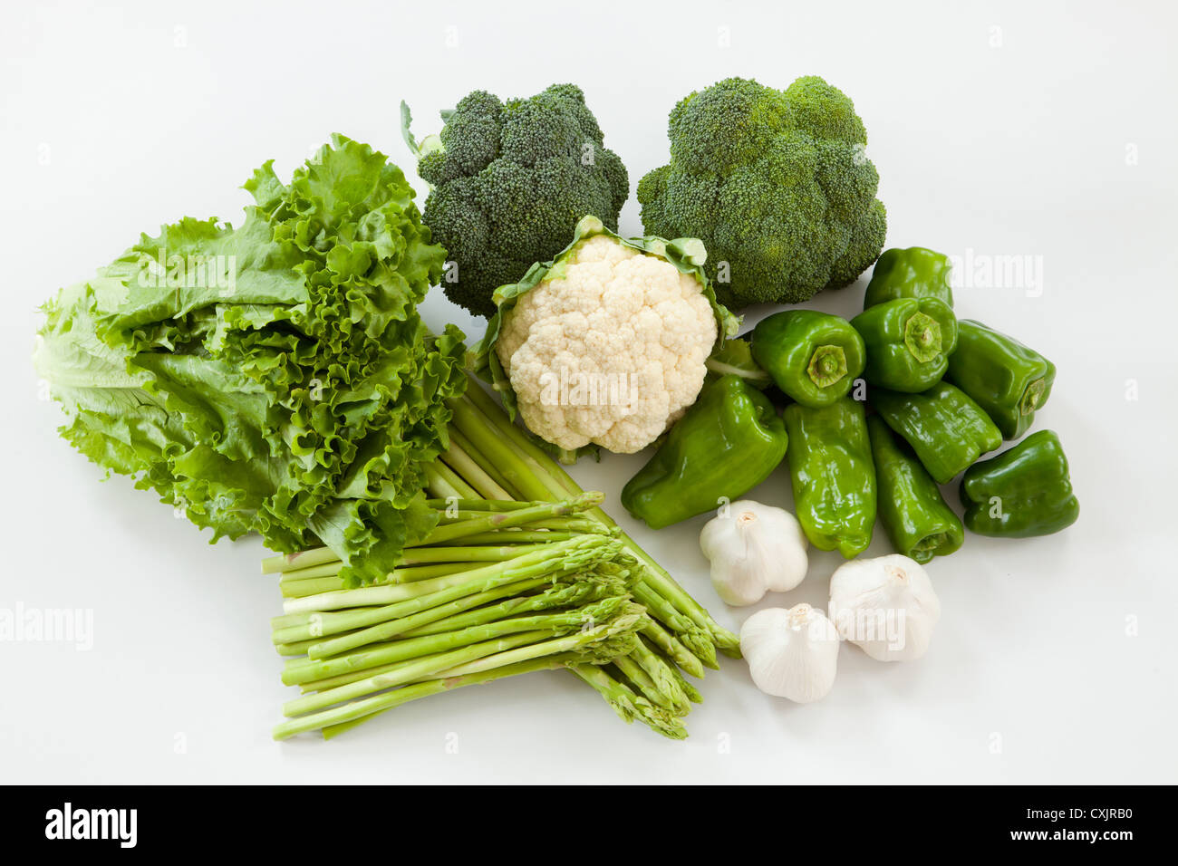 Gruppe von grünem Gemüse Stockfoto
