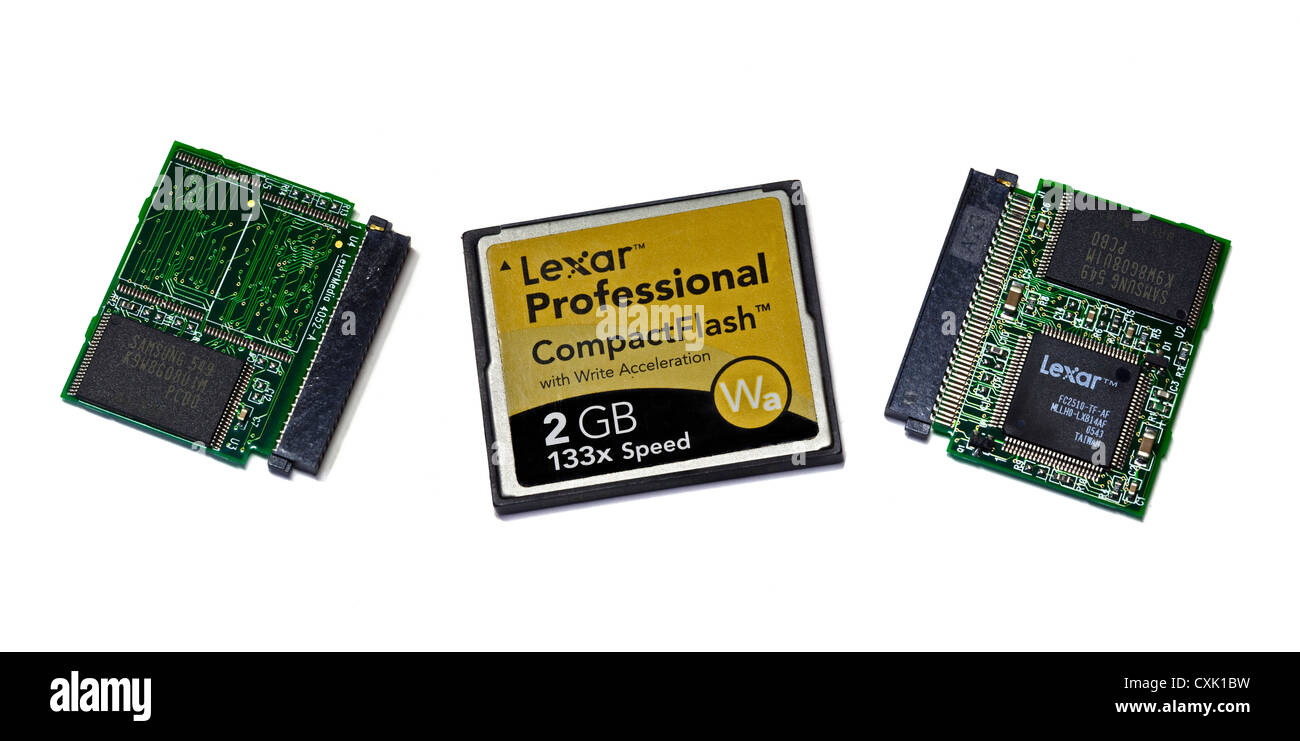 Lexar Compact Flashcard PCB/Interieur-Komponenten Stockfoto