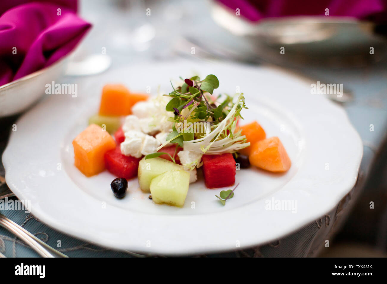 Melonen-Salat bei Hochzeit, Toronto, Ontario, Kanada Stockfoto