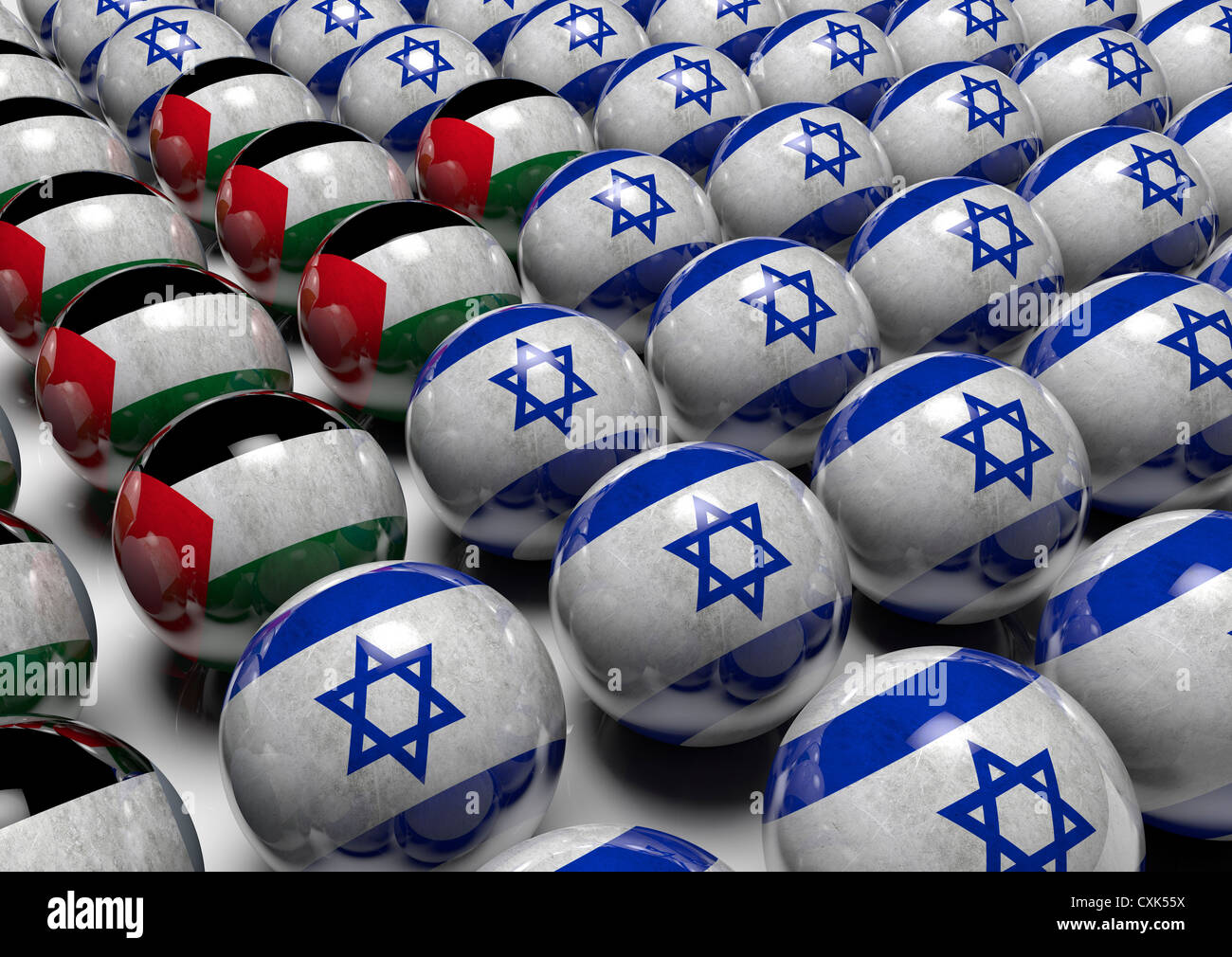 Israelisches PALÄSTINENSISCHES Kräfteverhältnis zwischen ISRAEL und PALÄSTINA - Konzept Stockfoto