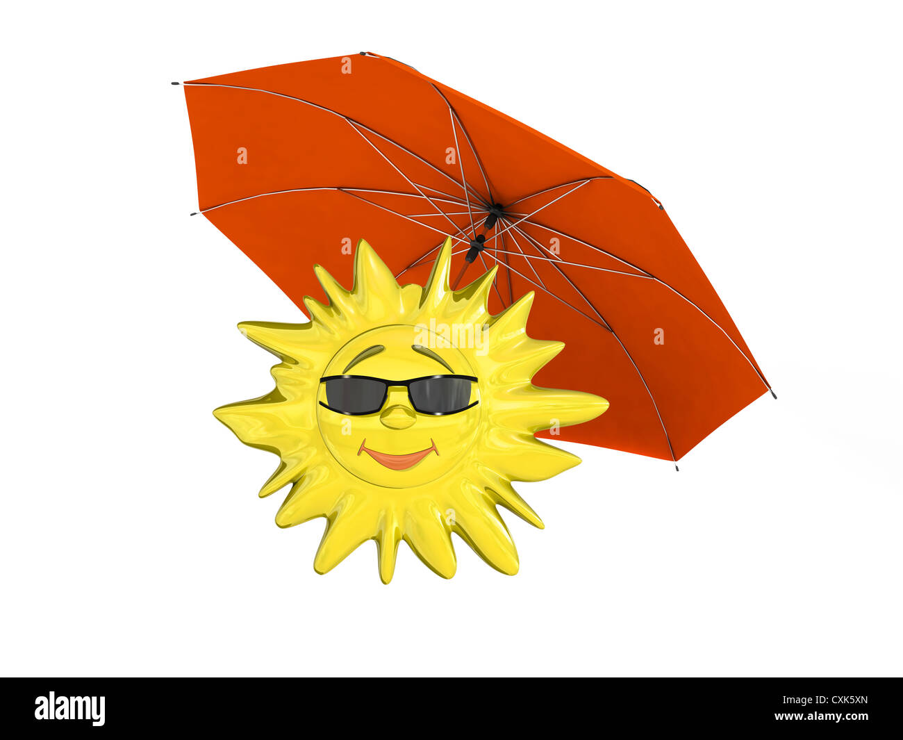 Cartoon-Sonne mit Regenschirm Stockfotografie - Alamy
