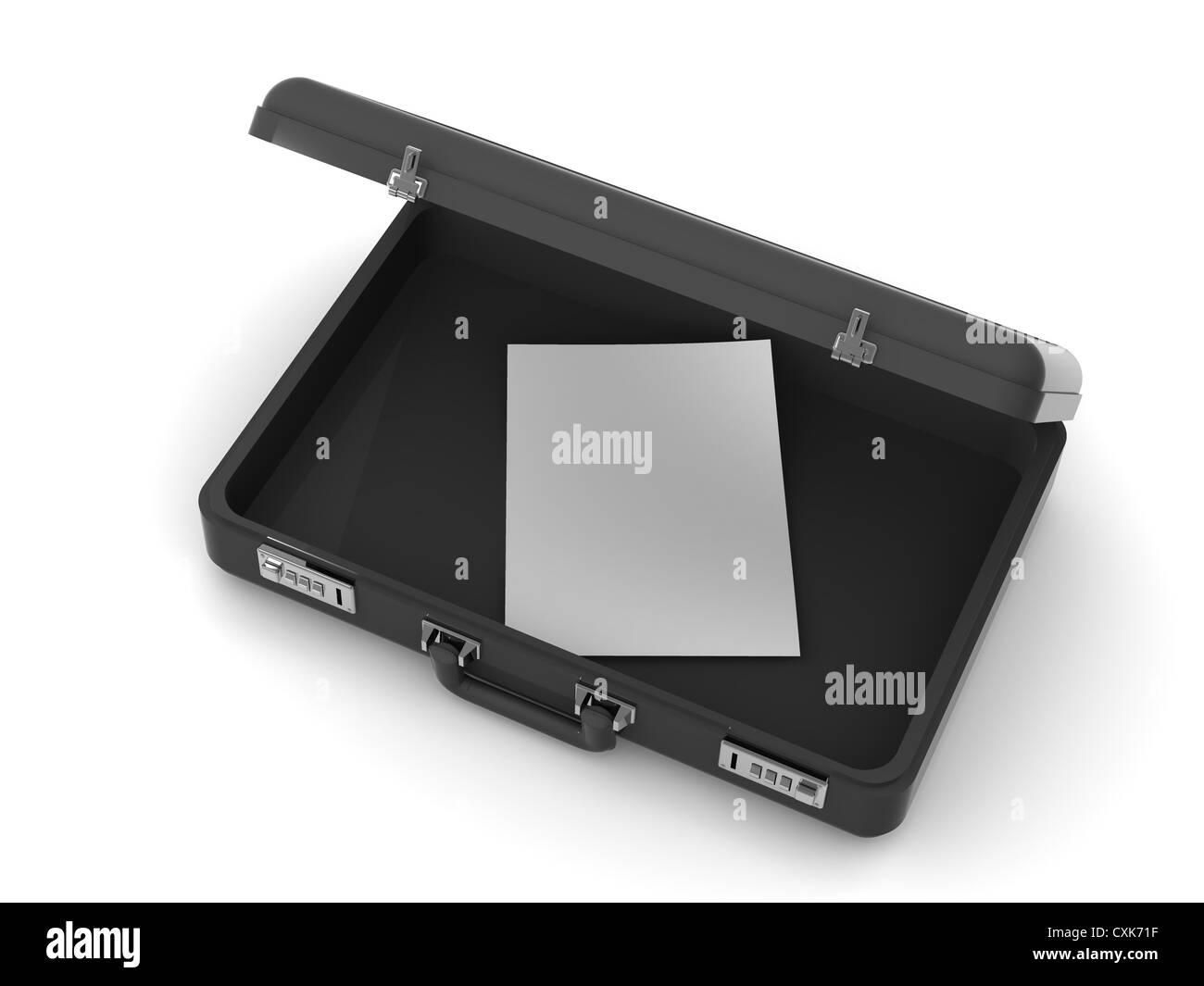 Koffer mit einer Notiz. 3D Stockfoto