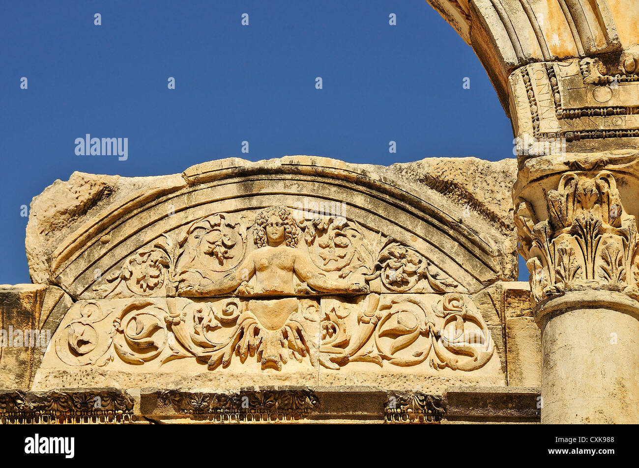 Medusa in den Tempel des Hadrian an archäologischen Weltkulturerbe, Ephesus, Türkei Stockfoto