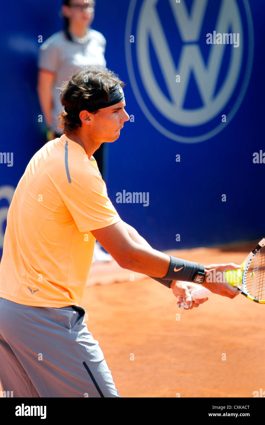 Rafael Nadal am 2012 Banc Sabadell ATP Turnier in Barcelona Stockfoto