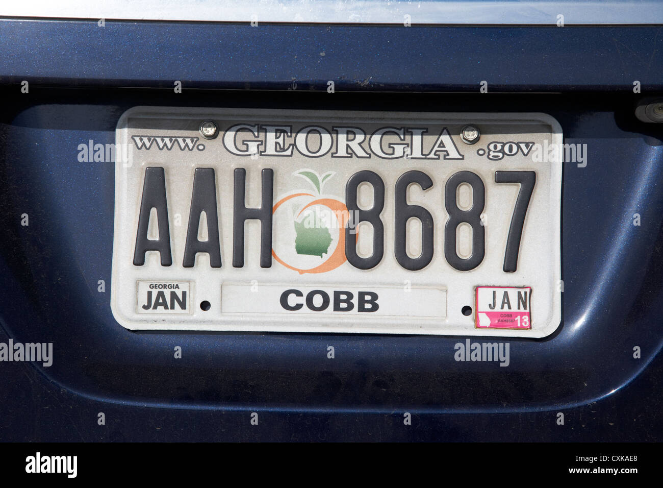 Georgien Cobb county staatliche Lizenz Platte usa Stockfoto