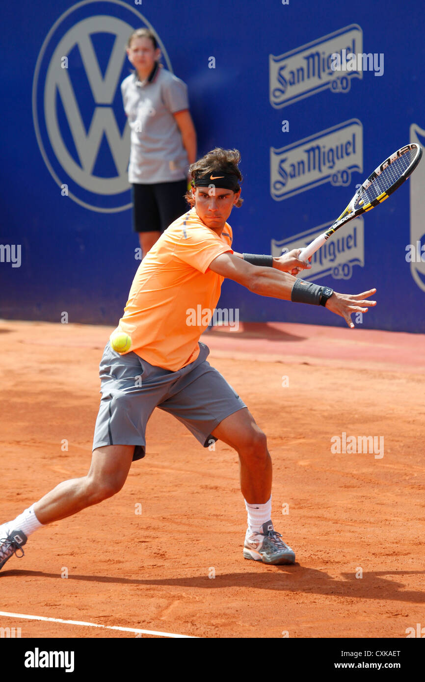 Rafael Nadal am 2012 Banc Sabadell ATP Turnier in Barcelona Stockfoto