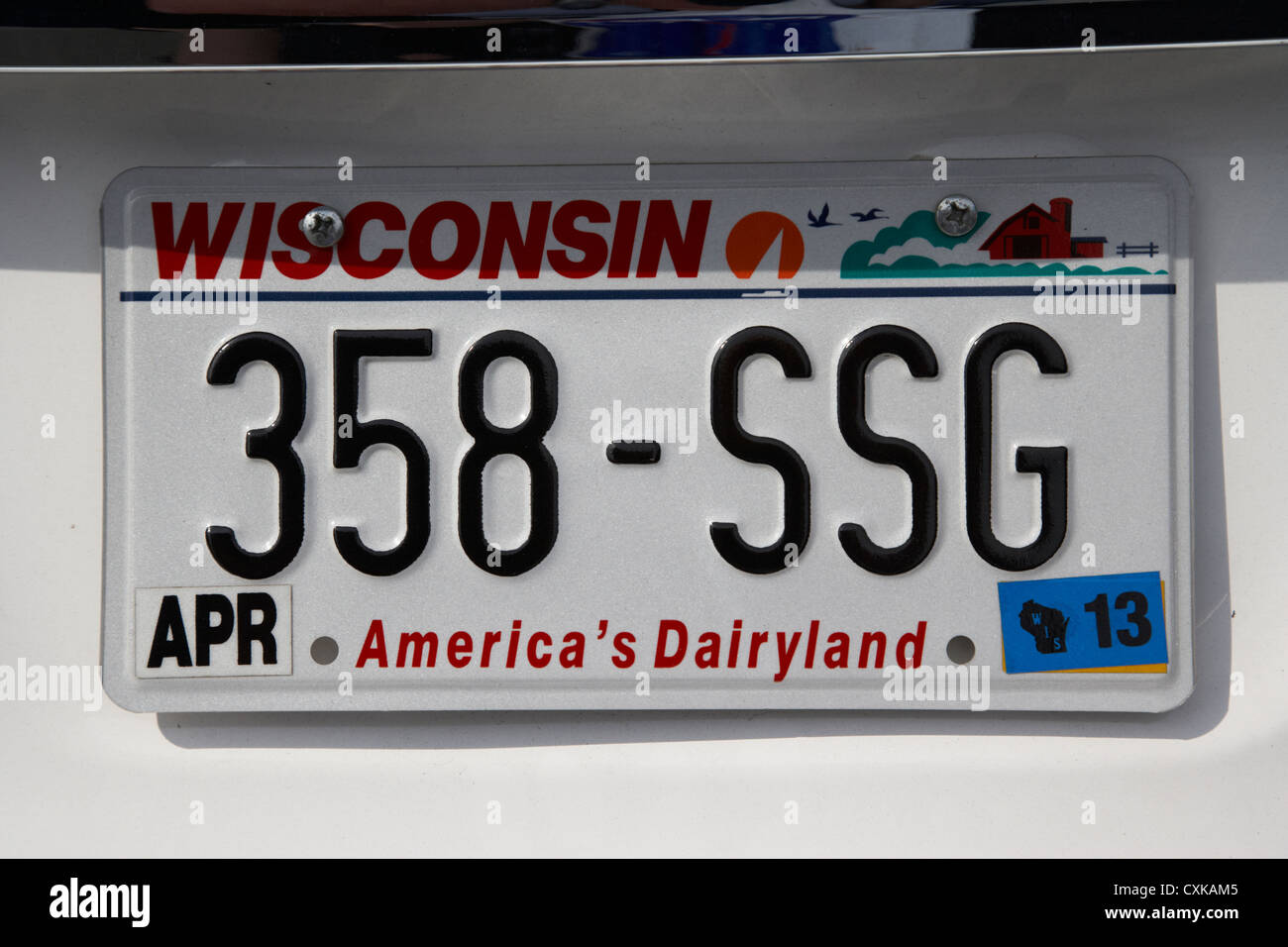 Wisconsin Americas Dairyland Zustand Nummernschild usa Stockfoto