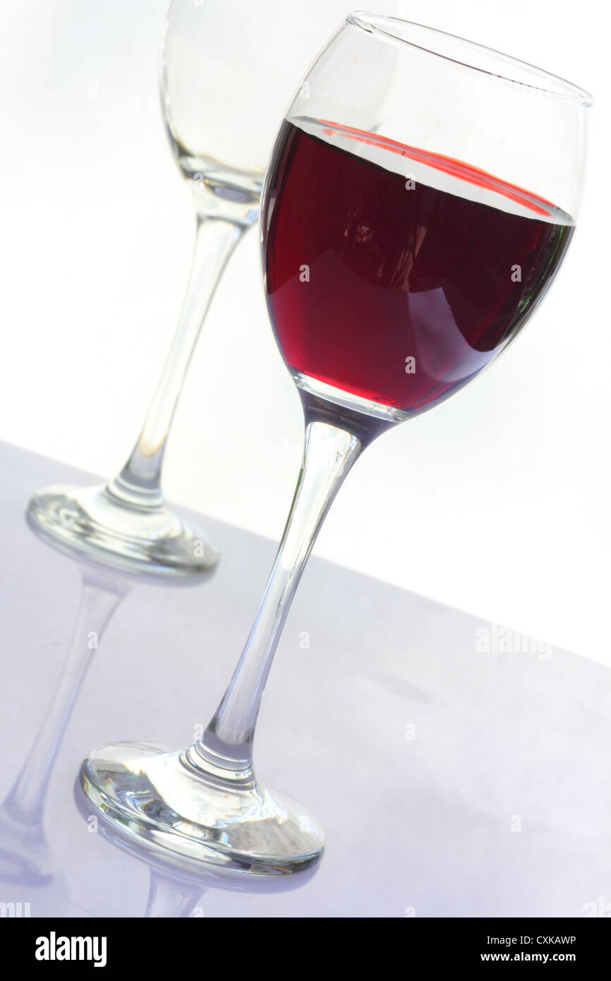 Weinglas rot Wein Stockfoto