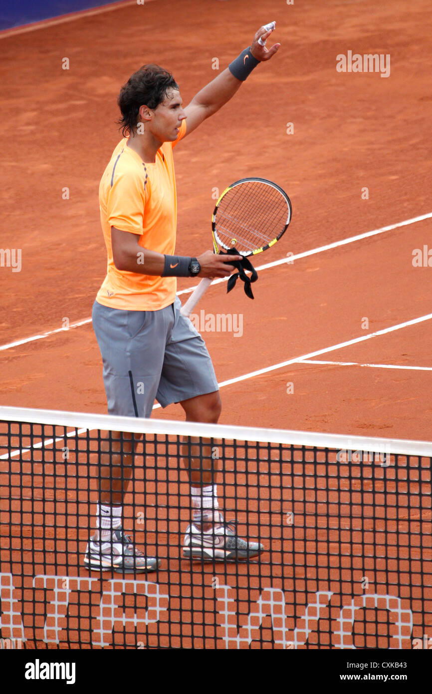 Rafael Nadal am 2012 Banc Sabadell ATP Turnier in Barcelona Stockfoto