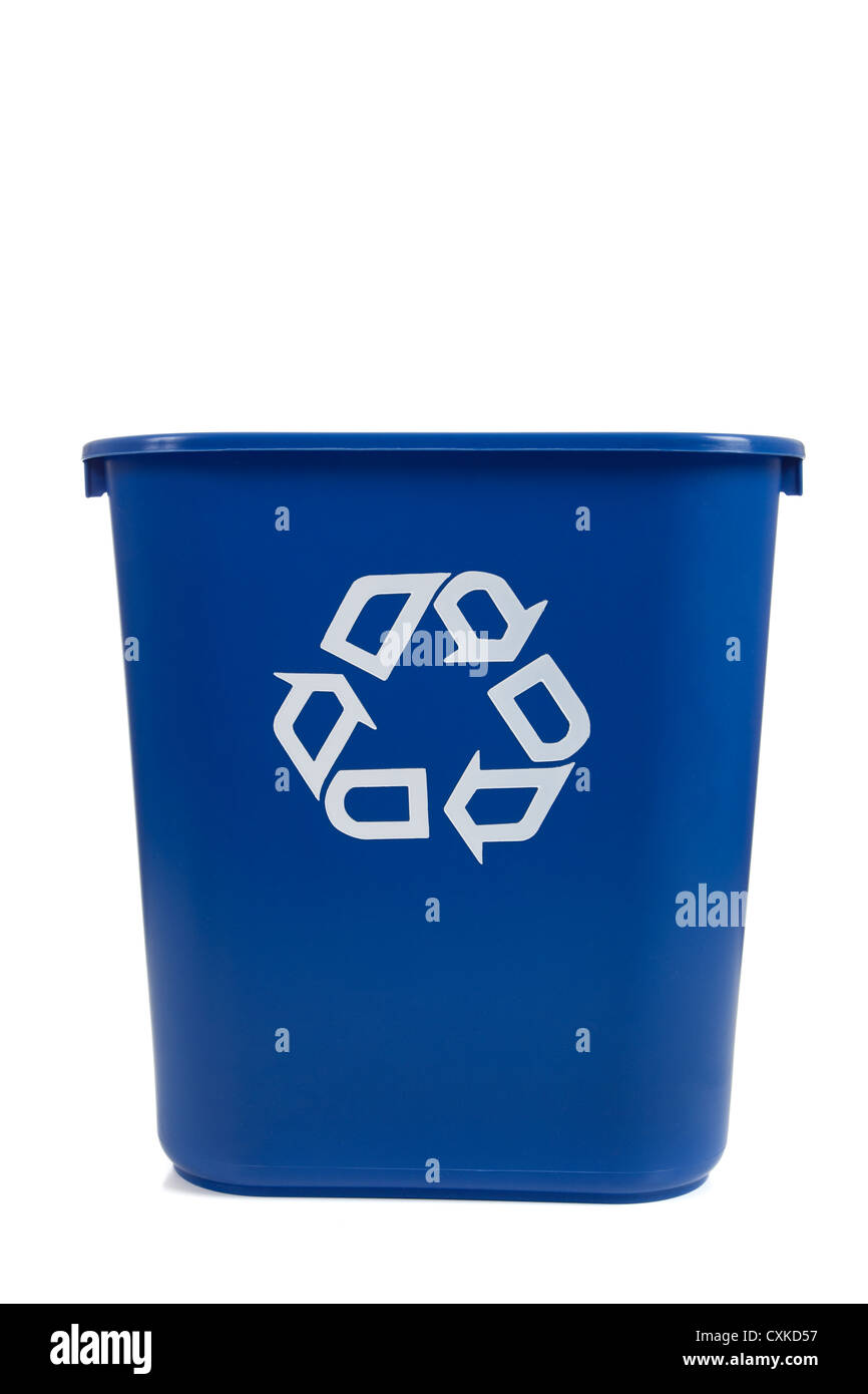 Blaue Recycling container Stockfoto