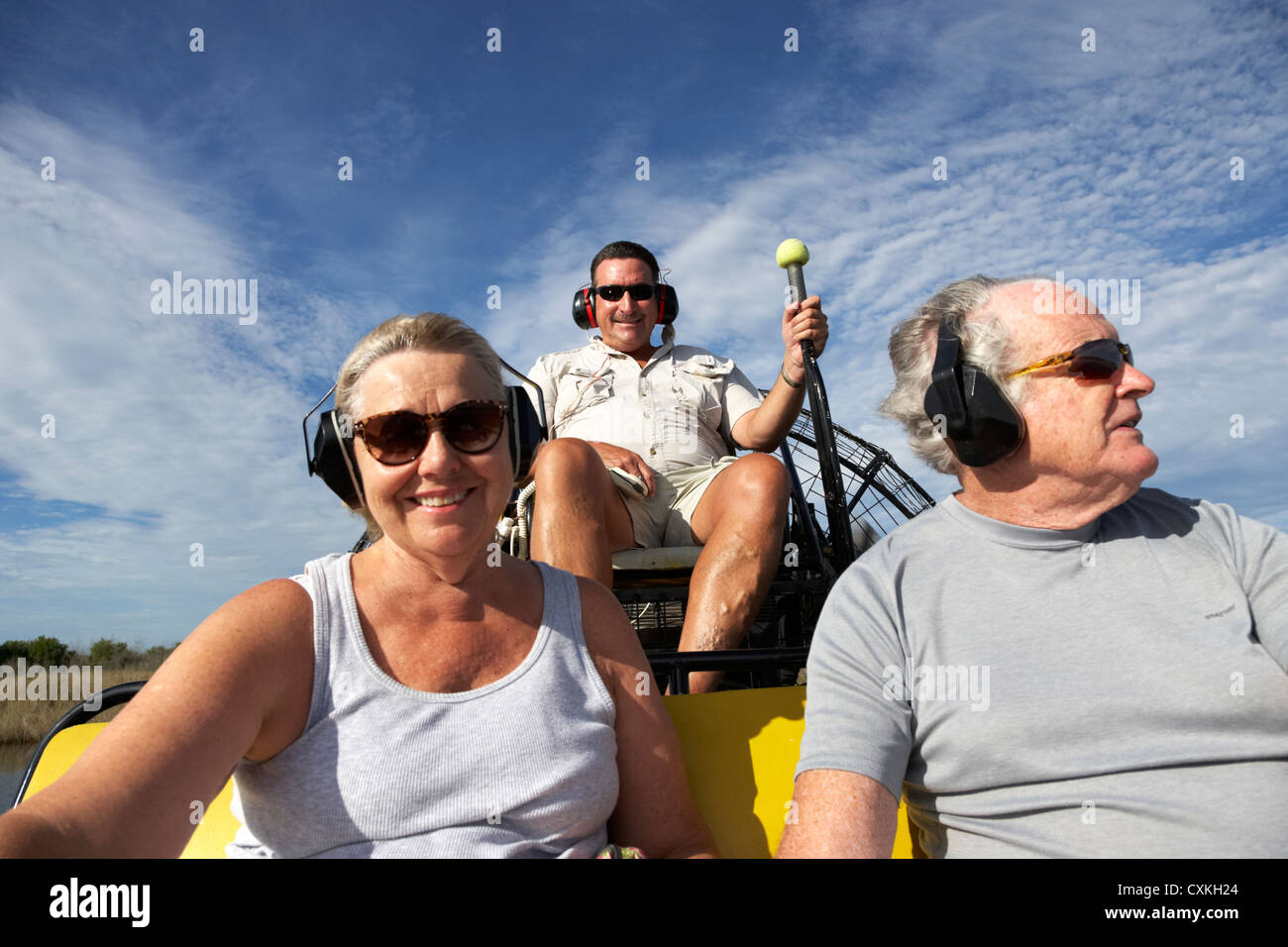 Touristen an Bord ein Luftkissenboot fahren im Everglades City Florida Everglades usa Stockfoto