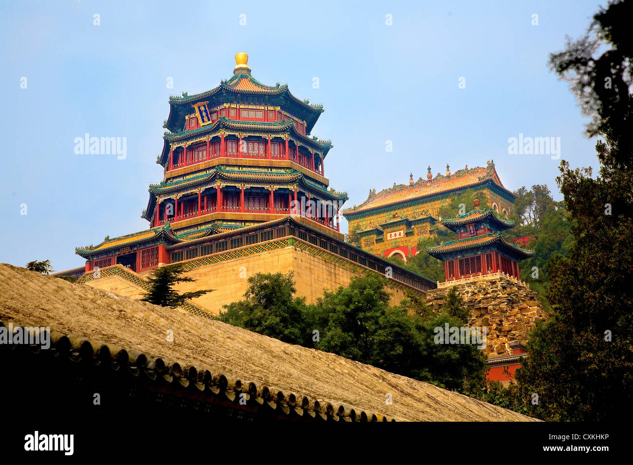 Peking, China, der Pavillon des buddhistischen Duft im Sommerpalast Stockfoto