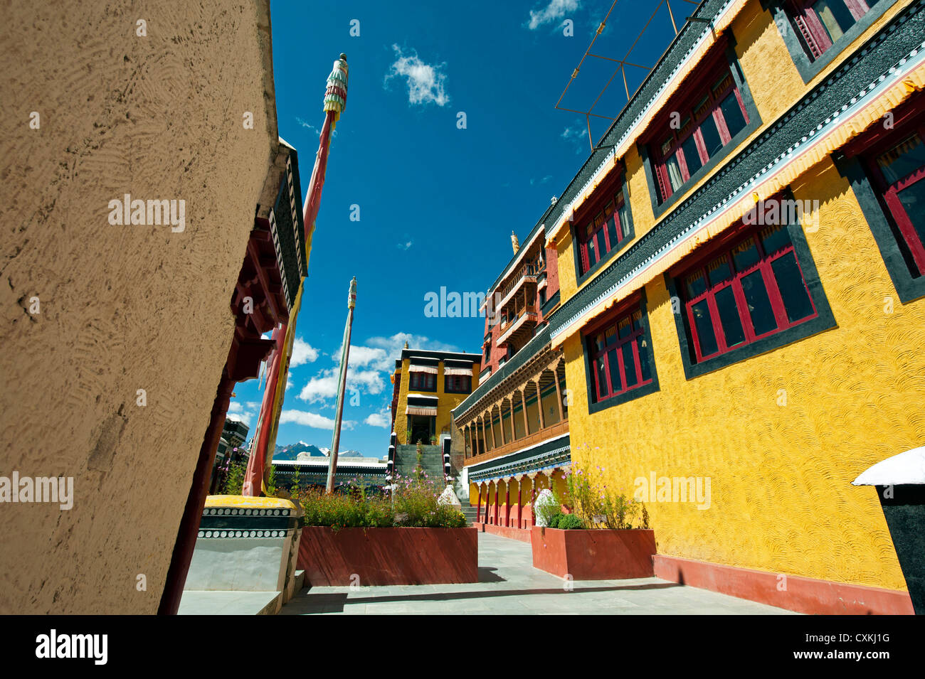 Indien, Ladakh, Thikse, bunte Wände von Thikse Kloster (Gompa) Stockfoto