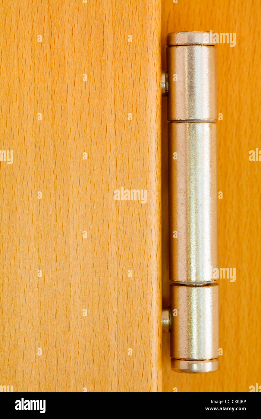 Nahaufnahme von einem Metall Tür-Scharnier Stockfoto