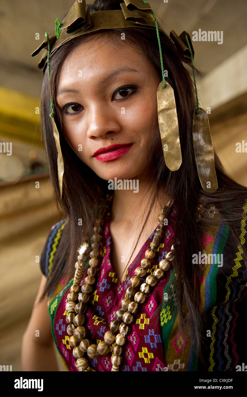 Die Kostüme und Schmuck des Stammes Marra in Mizoram, ein Staat in Nordost-Indien. Stockfoto