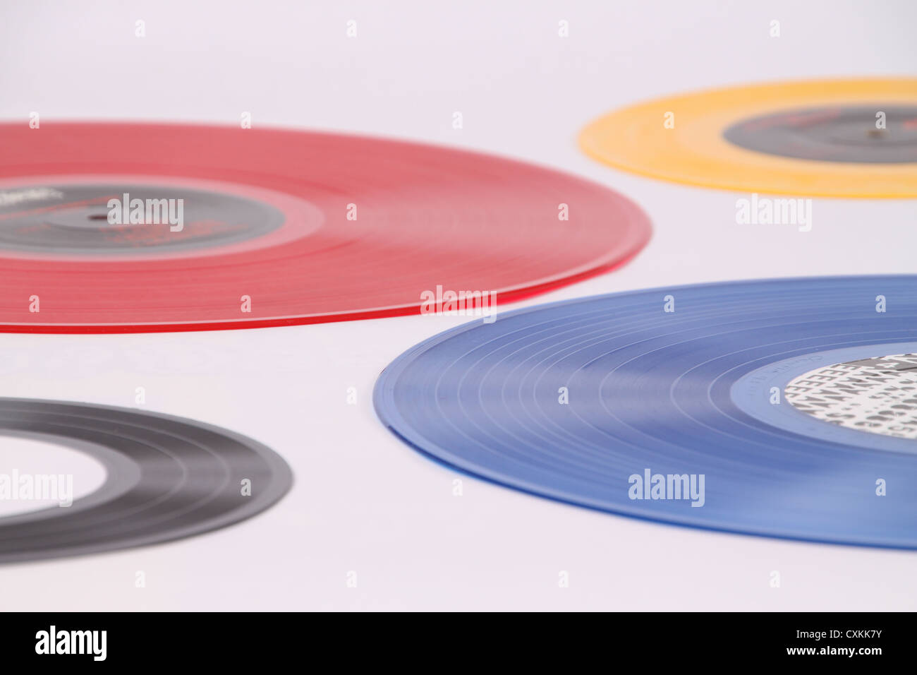 Multi farbige Vinyl-Schallplatten. Stockfoto