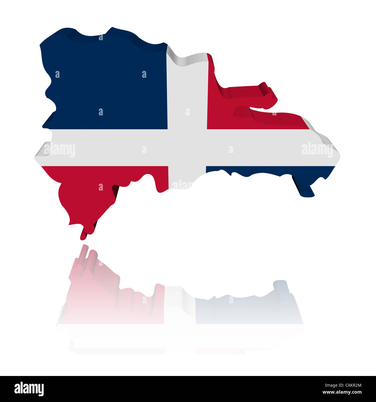 Dominikanische Republik Karte Flagge mit Reflexion illustration Stockfoto
