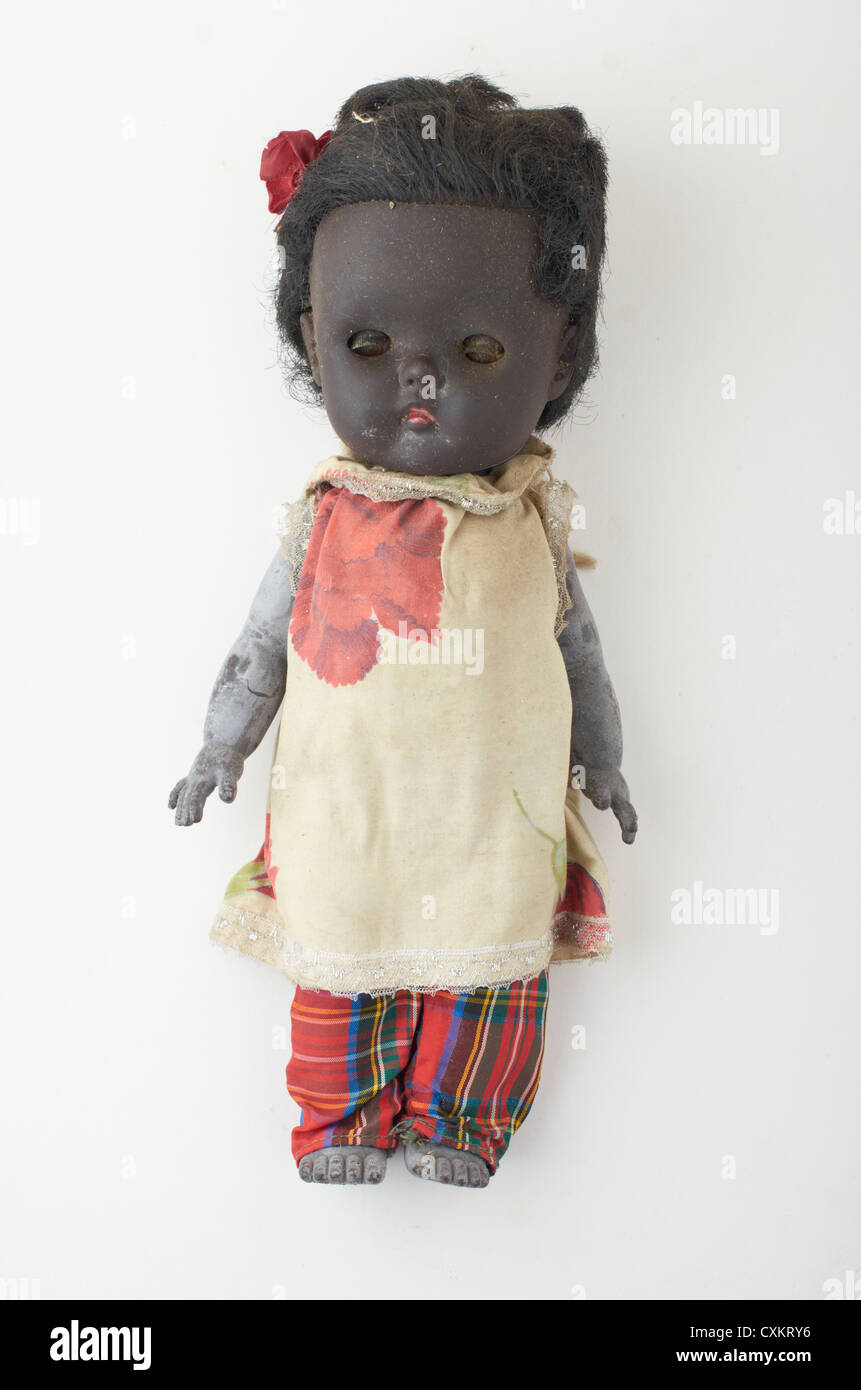 Schwarze Vintage Puppe Stockfoto