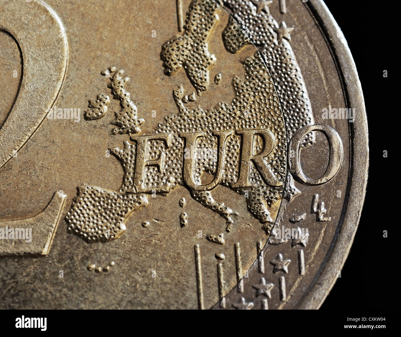 Euro-Münze, Nahaufnahme. Stockfoto
