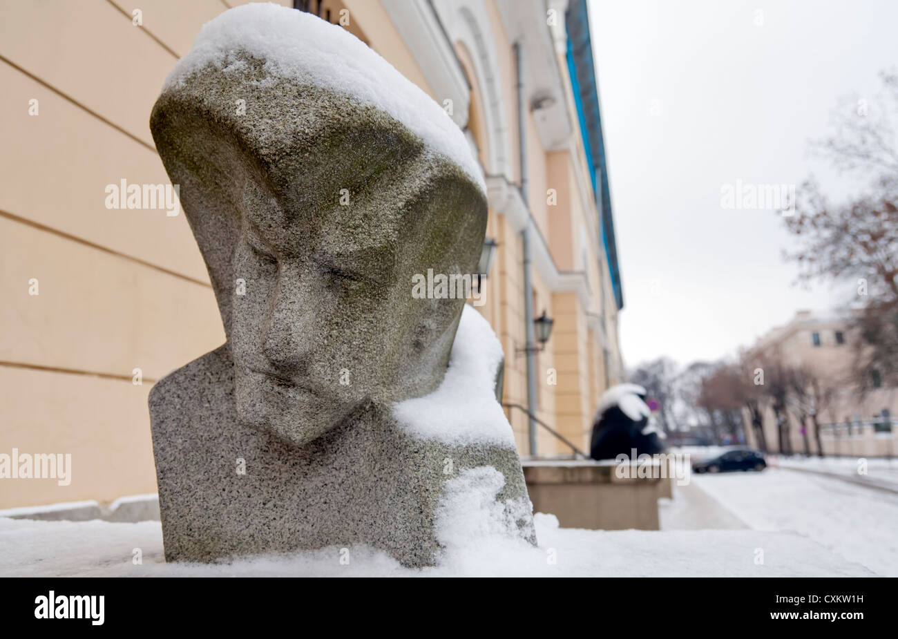 Steinstatue in Riga, Lettland Stockfoto