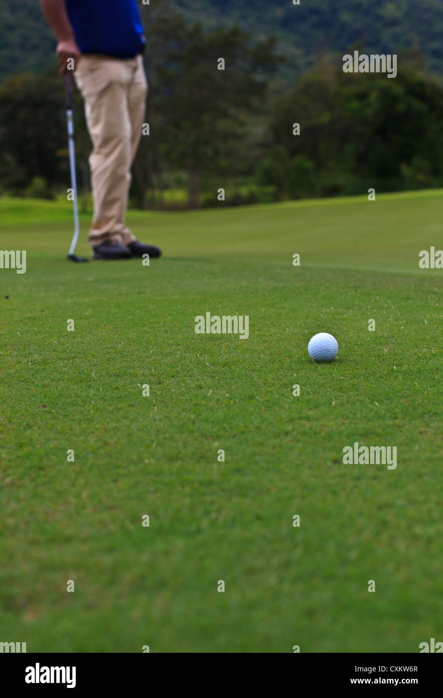 Golf-Spieler auf dem Grün Stockfoto