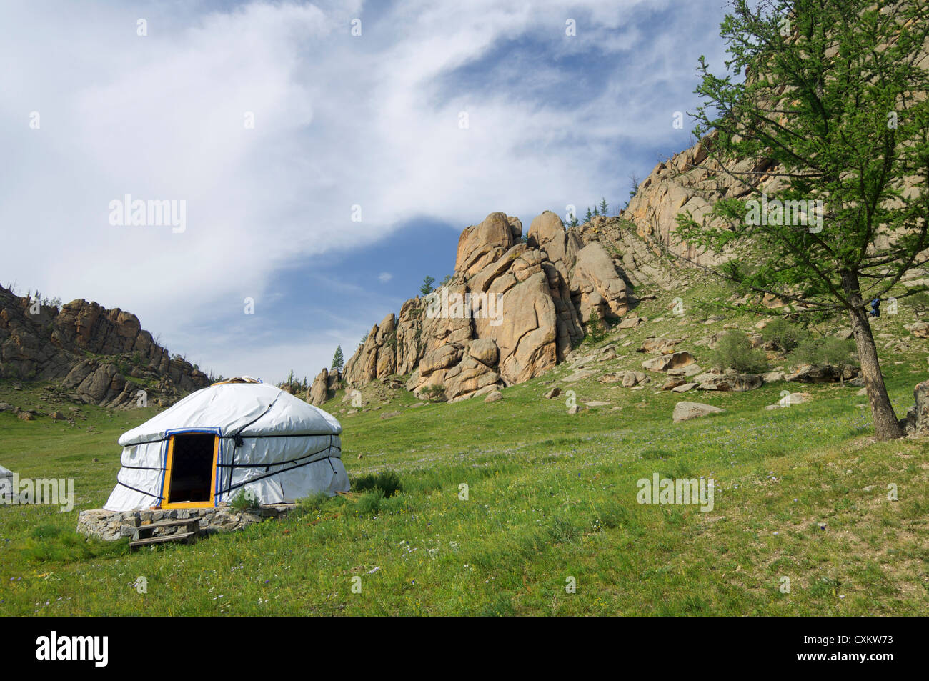 Mongolische Ger Gorkhi-Terelji Nationalpark, Mongolei Stockfoto