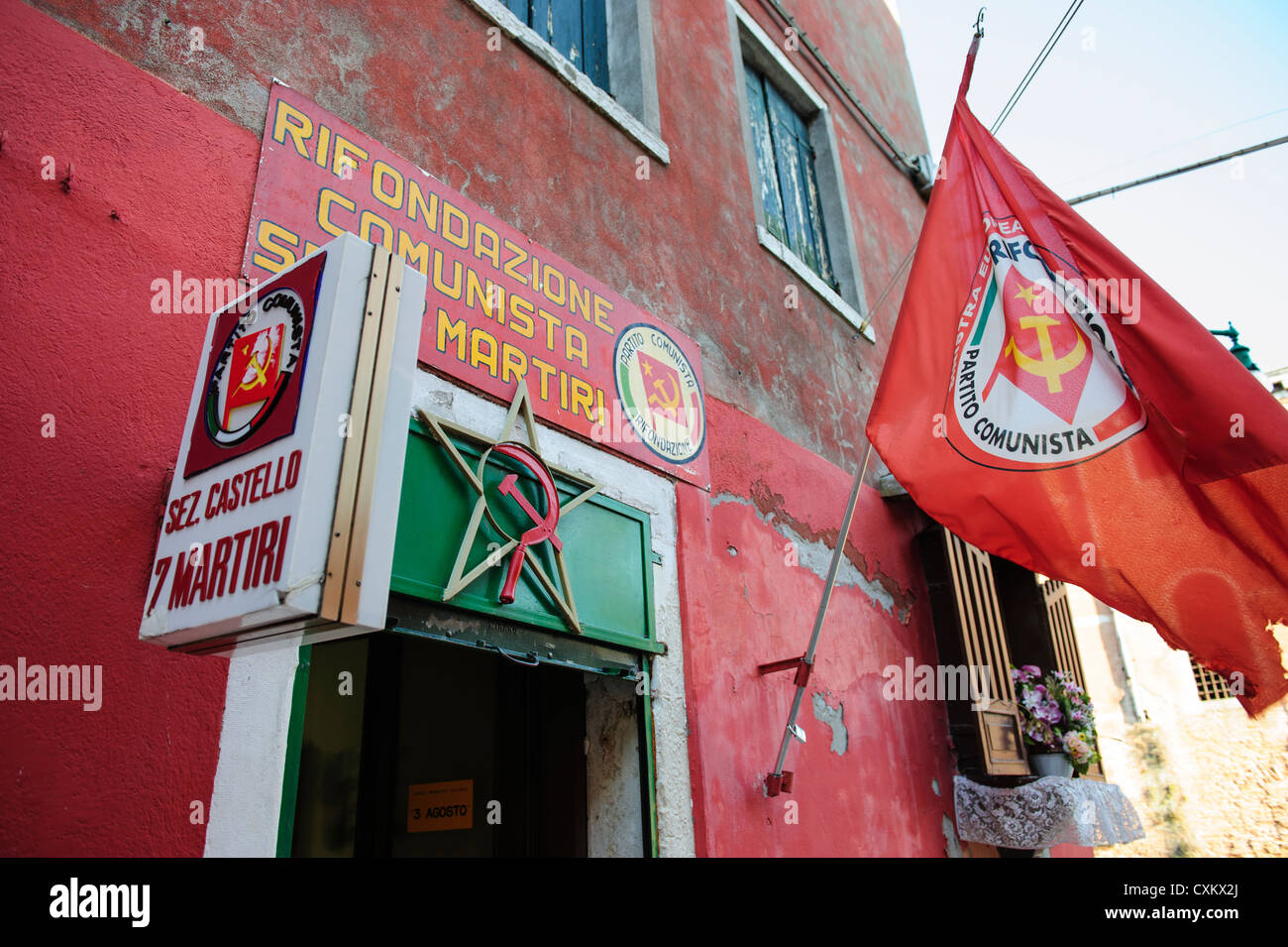 Italienische Kommunistische Partei Büro, Stadtteil Castello, Venedig, Italien. Stockfoto