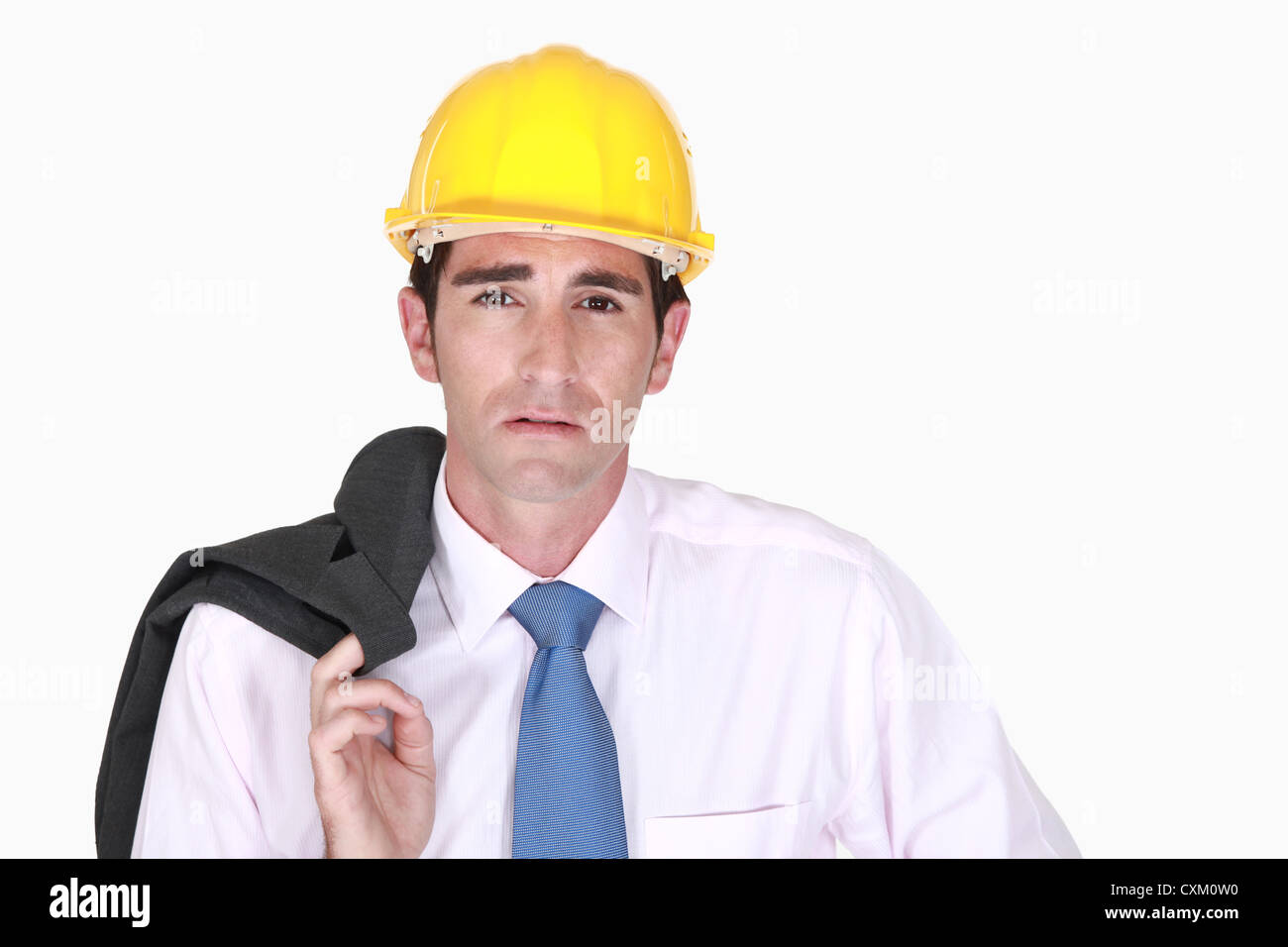 Ingenieur mit seiner Jacke über die Schulter Stockfoto