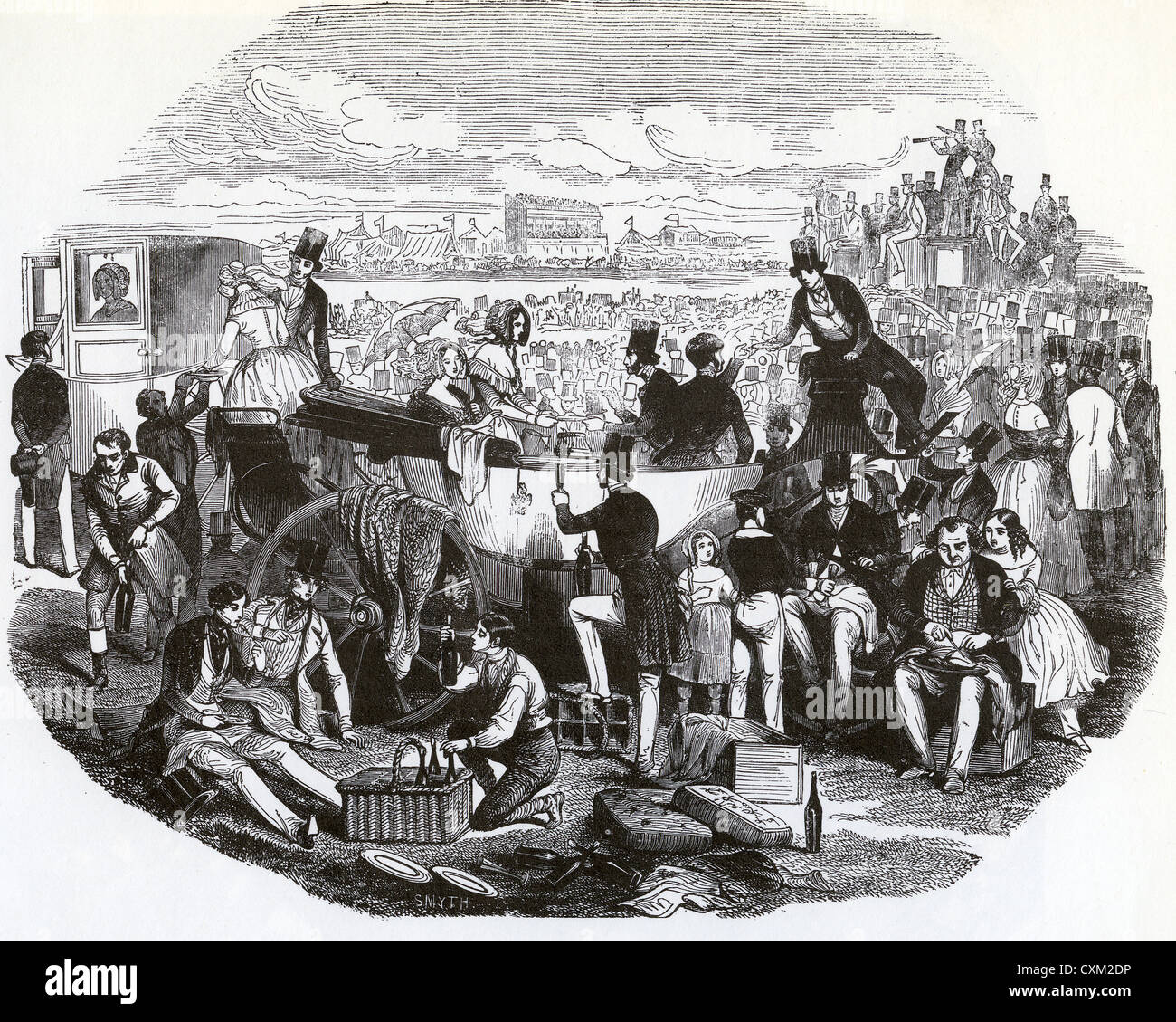 ASCOT-Rennen 1843 mit Familie und Freunden genießen, was damals hieß, eine "Pic-Nic" Stockfoto