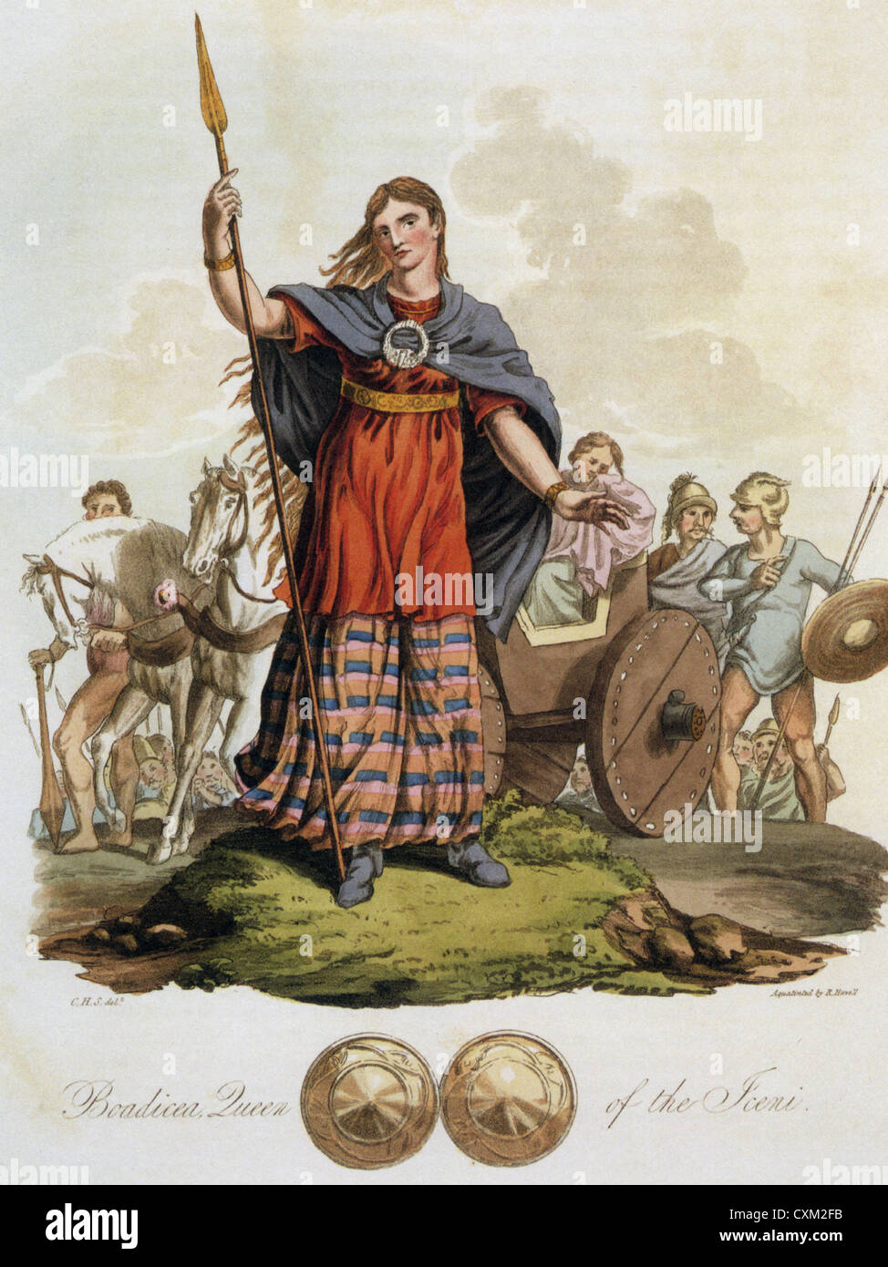 BOADICEA (aka Boadicea) 1812 Gravur der Königin des britischen Icener Stammes, die die Römer gekämpft Stockfoto