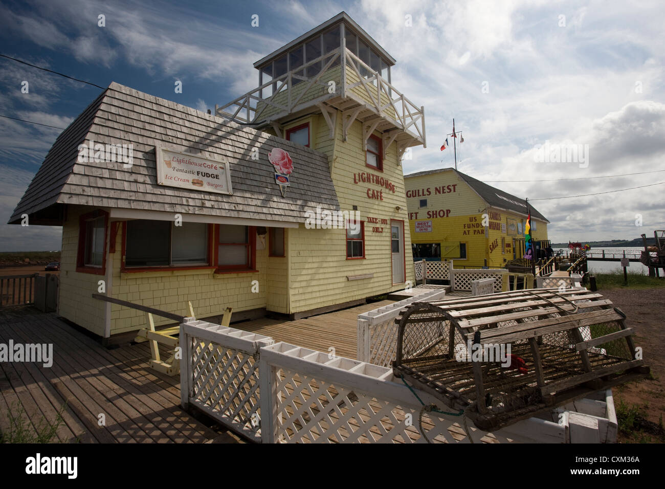 Die Lighthouse Cafe und Möwen Nest Geschenkeladen im Rustico, Prince Edward Island, Canada Stockfoto