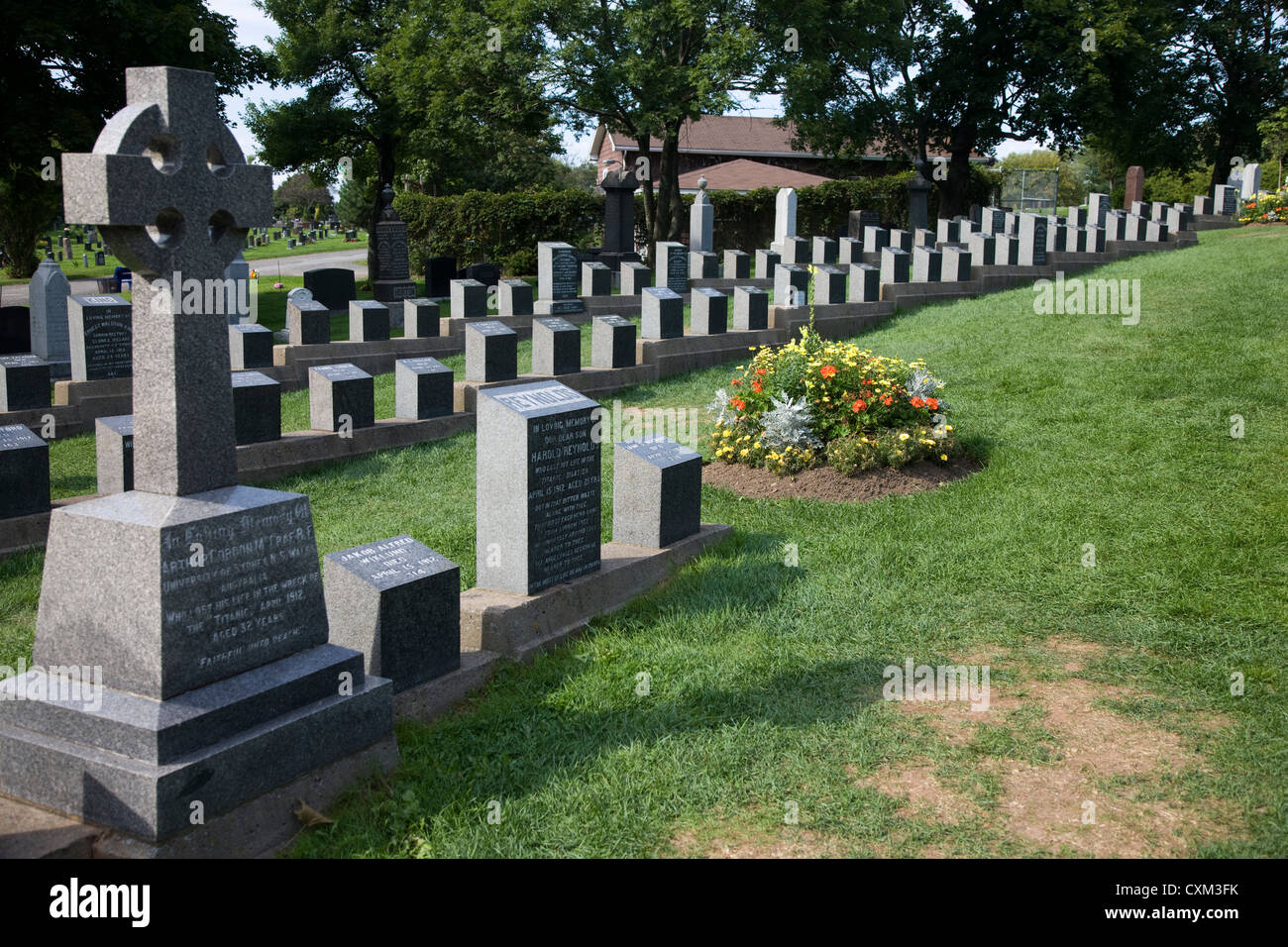 Gräber von denen in der Titanic-Katastrophe getötet: Fairview Lawn Friedhof, Windsor Street, Halifax, Nova Scotia Stockfoto