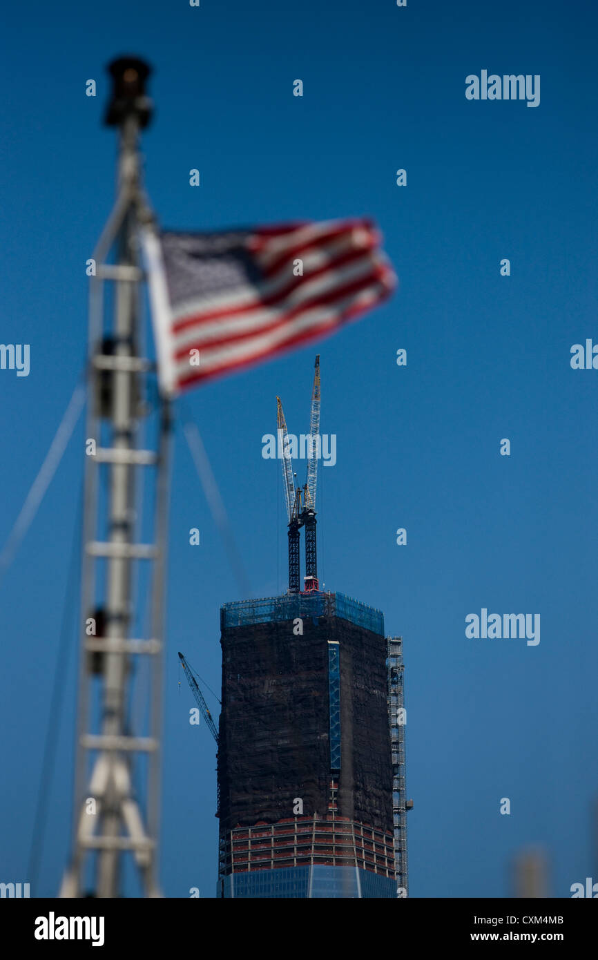 One World Trade Center 1 WTC, früher bekannt als The Freedom Tower in New York im Bau Stockfoto
