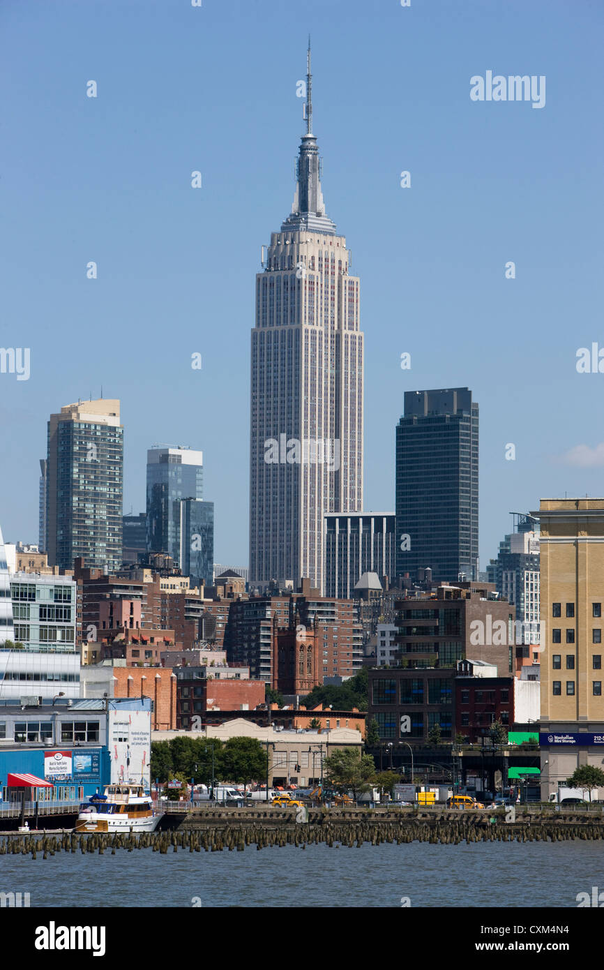 Das Empire State Building gesehen von der West Side von Manhattan, New York Stockfoto