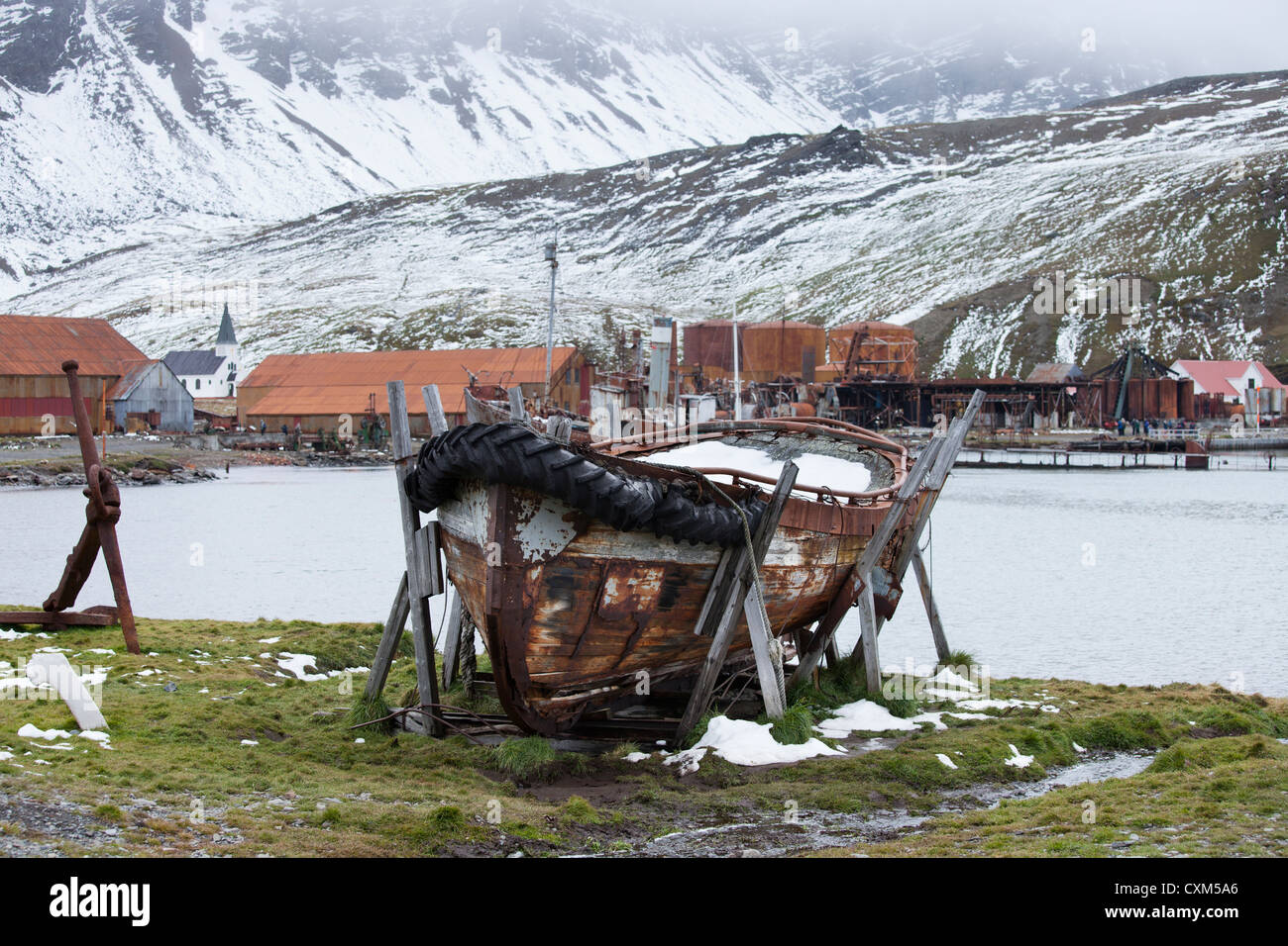 Verlassener whaling Schiff in Grytviken, South Georgia Island. Stockfoto