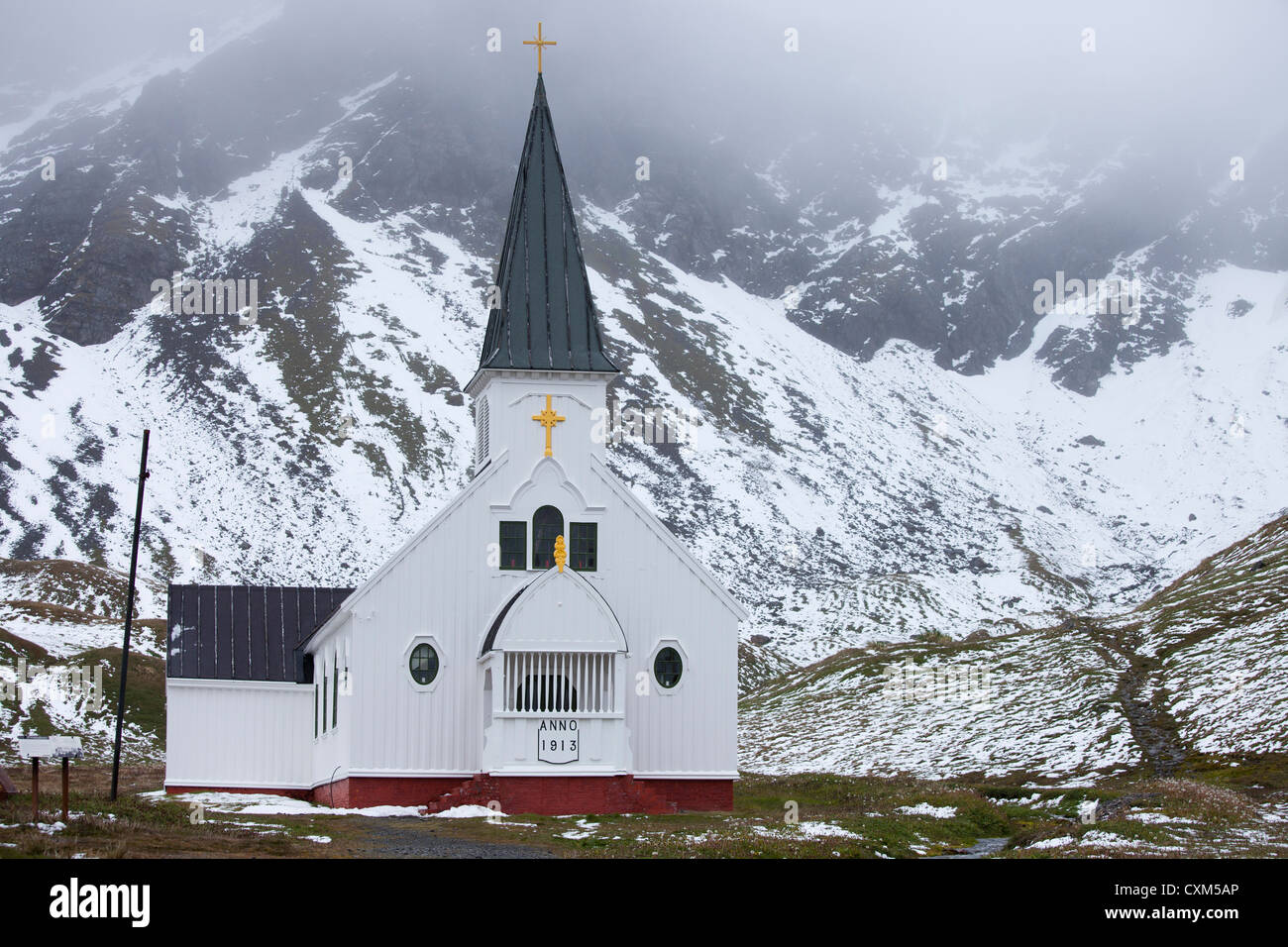 Die norwegische Kirche in Grytviken, Süd Georgien Insel. Stockfoto