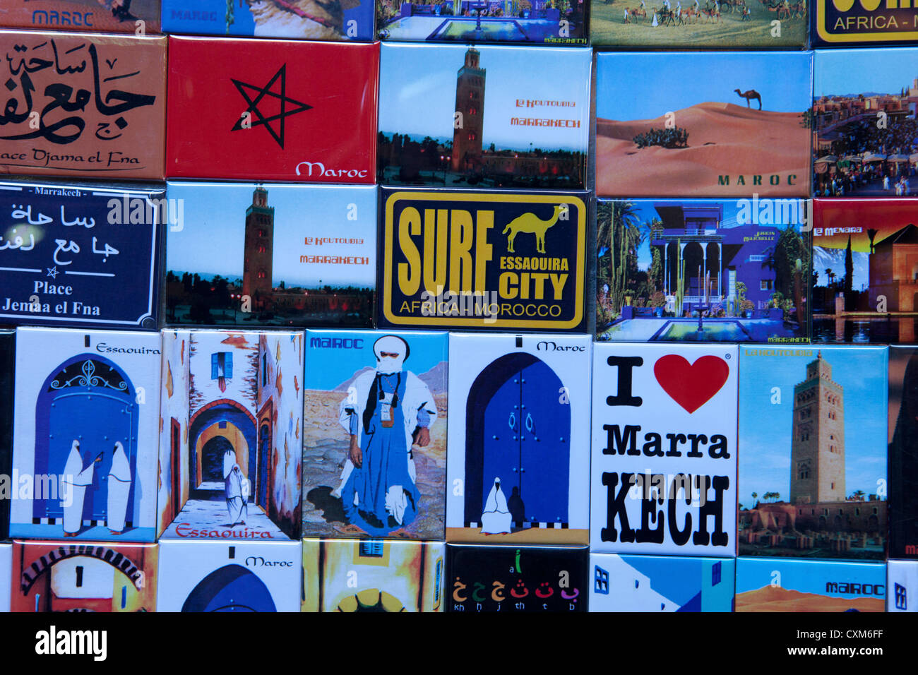 Anzeige von Kühlschrankmagneten Marrakesch, Marokko Stockfoto