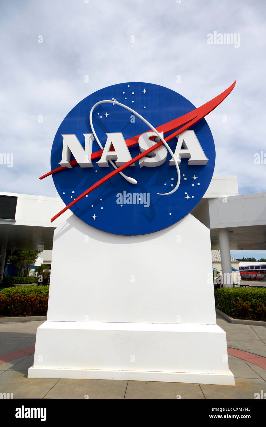 NASA-Logo Emblem Abzeichen am Kennedy Space Center Florida USA Stockfoto