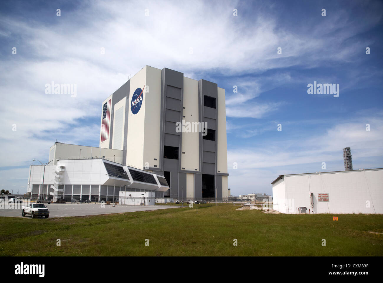 Außenseite des vab Fahrzeug Versammlung Gebäude und Launch Control Center Kennedy Space Center, Florida USA Stockfoto