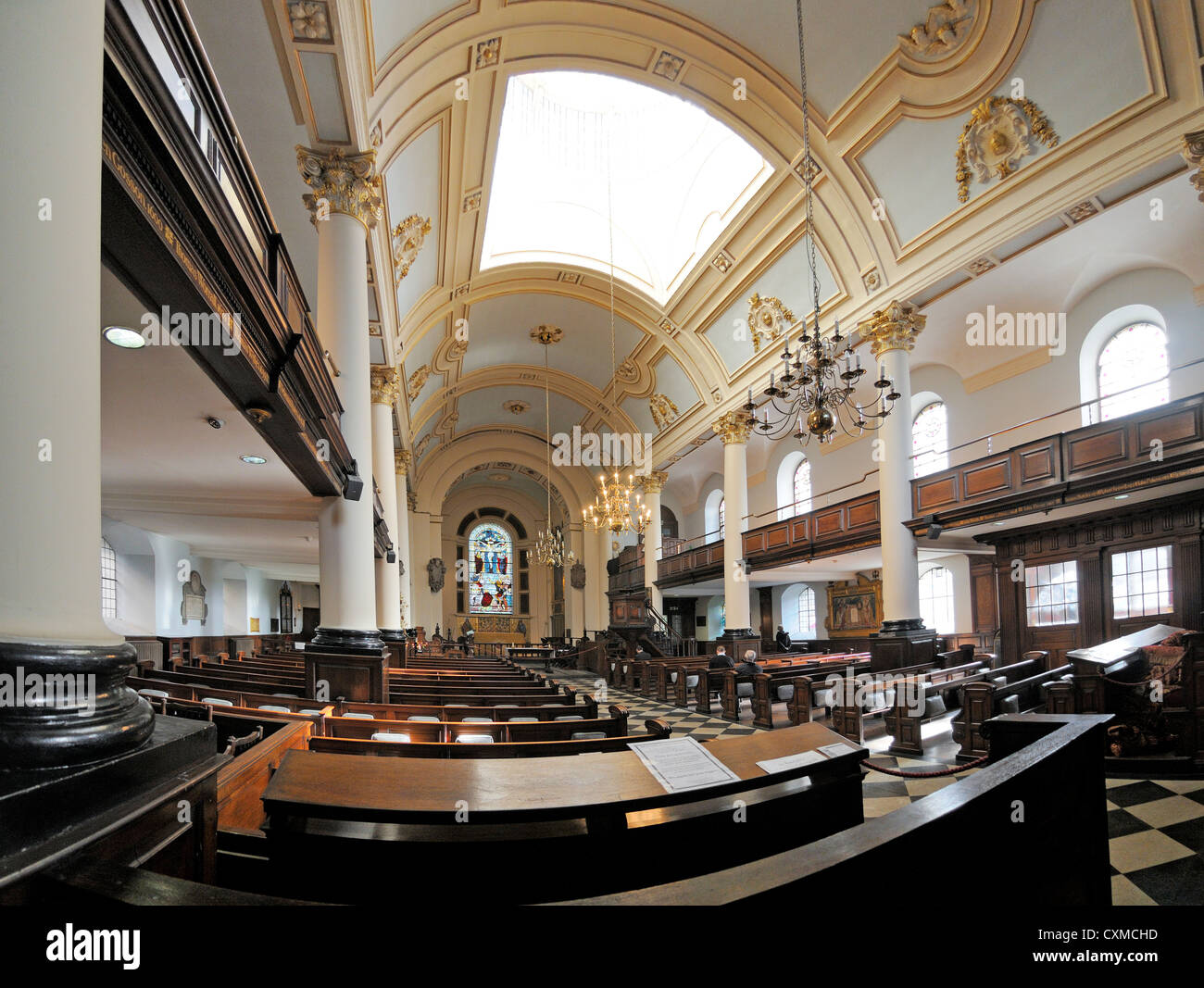 London, England, Vereinigtes Königreich. Kirche St Botolph ohne Bishopsgate (1729, James Gould) Interieur Stockfoto