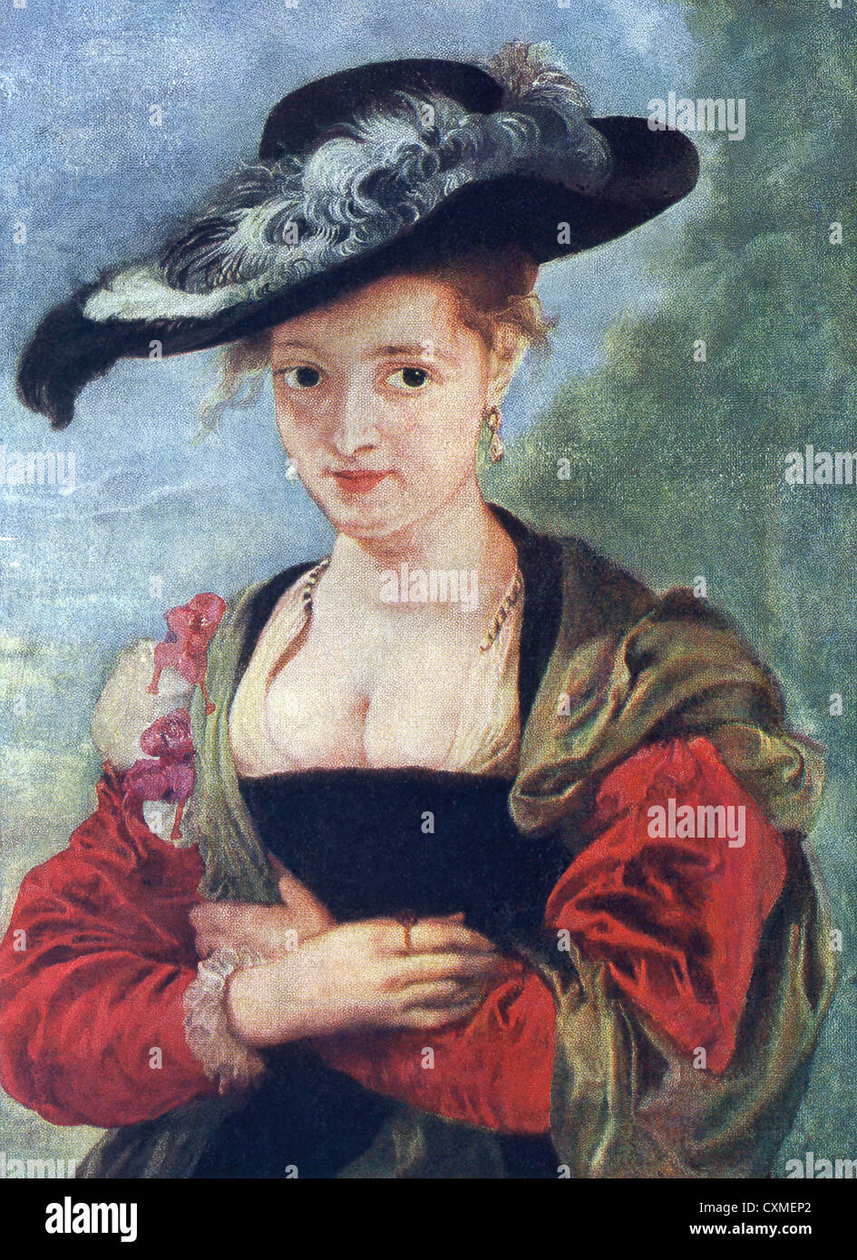 Dieses Gemälde Le Chapeau de Paille (Hut Stroh) von Rubens ist von Suzanne Fourment, eine Schwester der zweiten Frau des Malers. Stockfoto