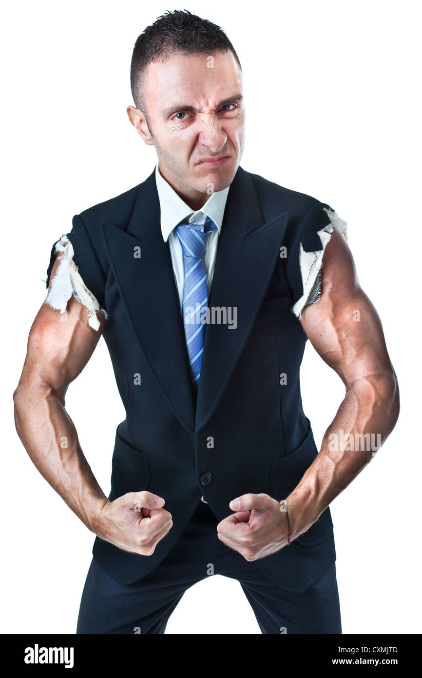ein muskulöser Geschäftsmann bewegt seine Arme in einem ärmellosen Anzug  Stockfotografie - Alamy
