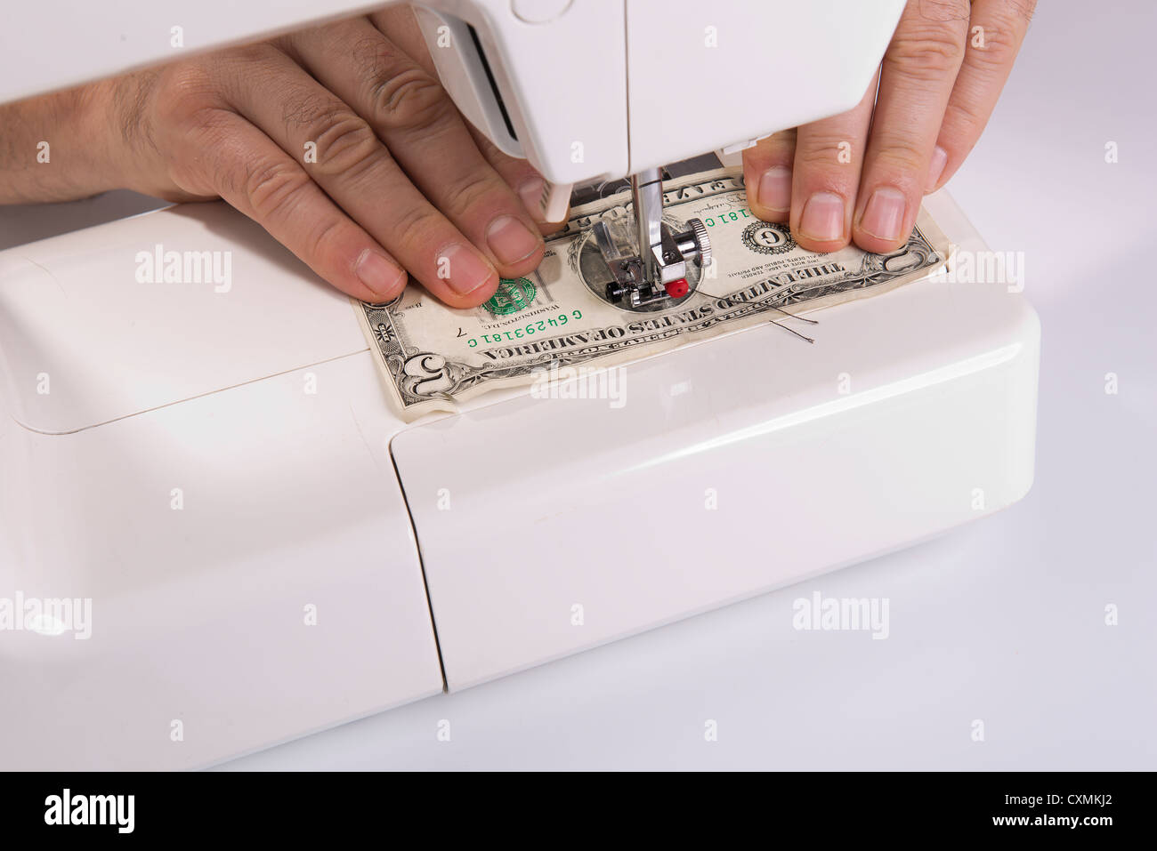 eine-Dollar-Banknote zu nähen Stockfoto