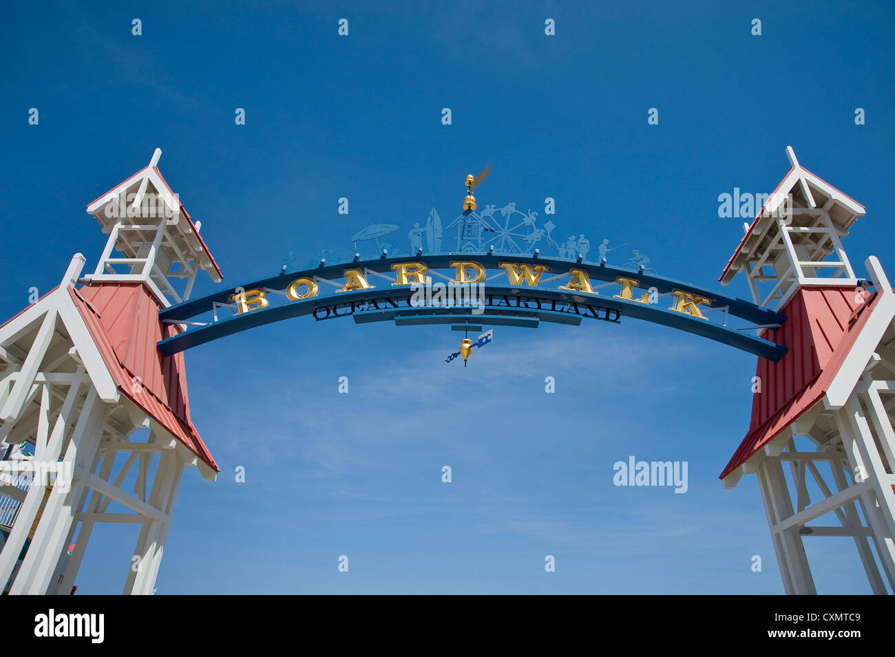 Boardwalk Zeichen, Ocean City, Maryland, USA Stockfoto