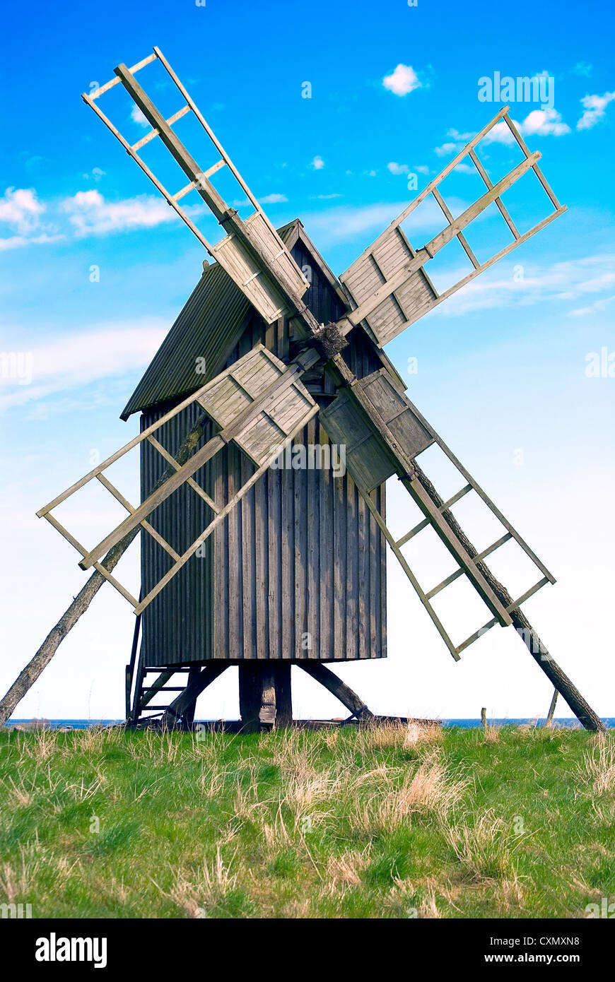 Alte Windmühle auf der Insel Öland, Schweden Stockfoto