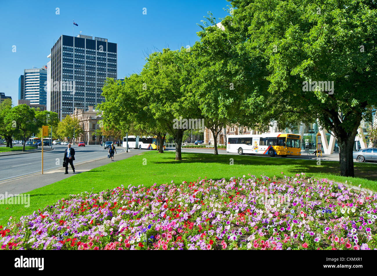 Farbenfrohe Innenstadt von Adelaide. Stockfoto