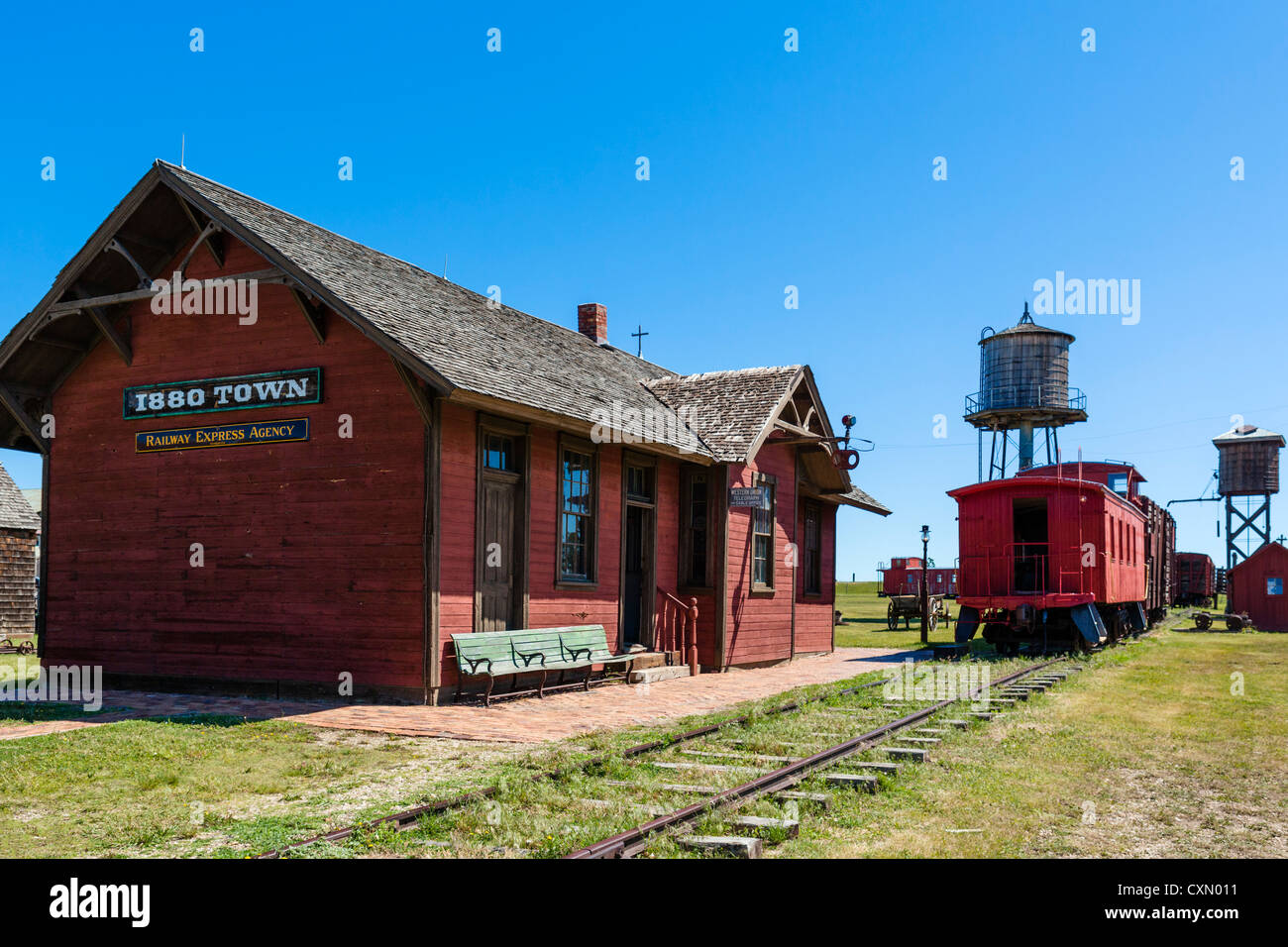 Der Bahnhof in "1880 Town" westlichen Attraktion in Murdo, South Dakota, USA Stockfoto