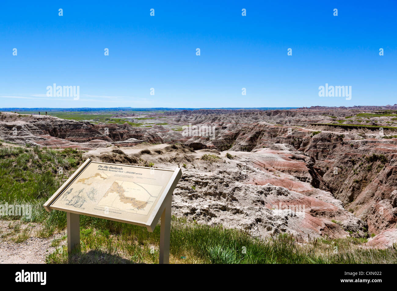 Blick aus den großen Badlands Overlook, Badlands Nationalpark, South Dakota, USA Stockfoto