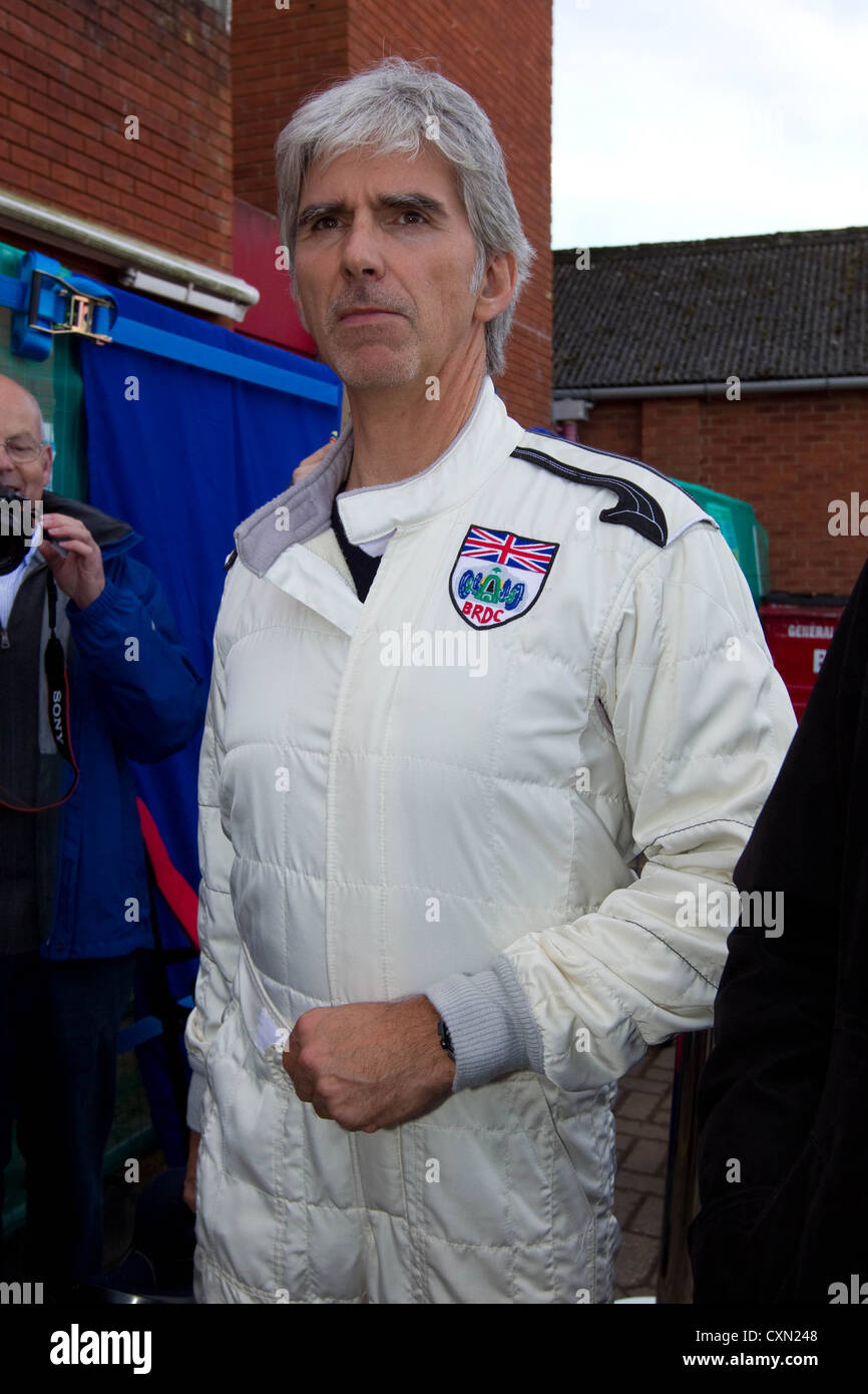 Damon Hill besucht die BRM-Tag in der Marktstadt von Bourne, Lincolnshire Stockfoto